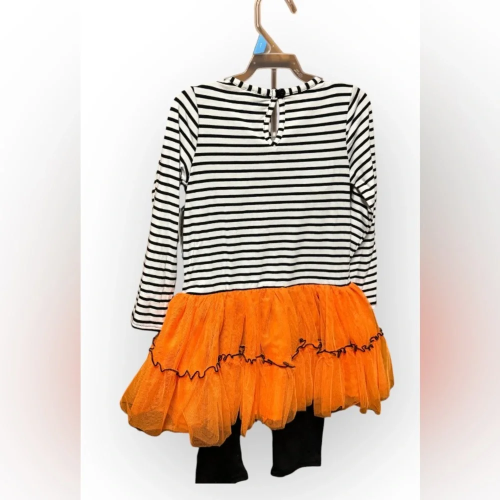 NWT Counting Daisies Girl's Hello Pumpkin 2-Piece Tunic Tutu & Legging Set